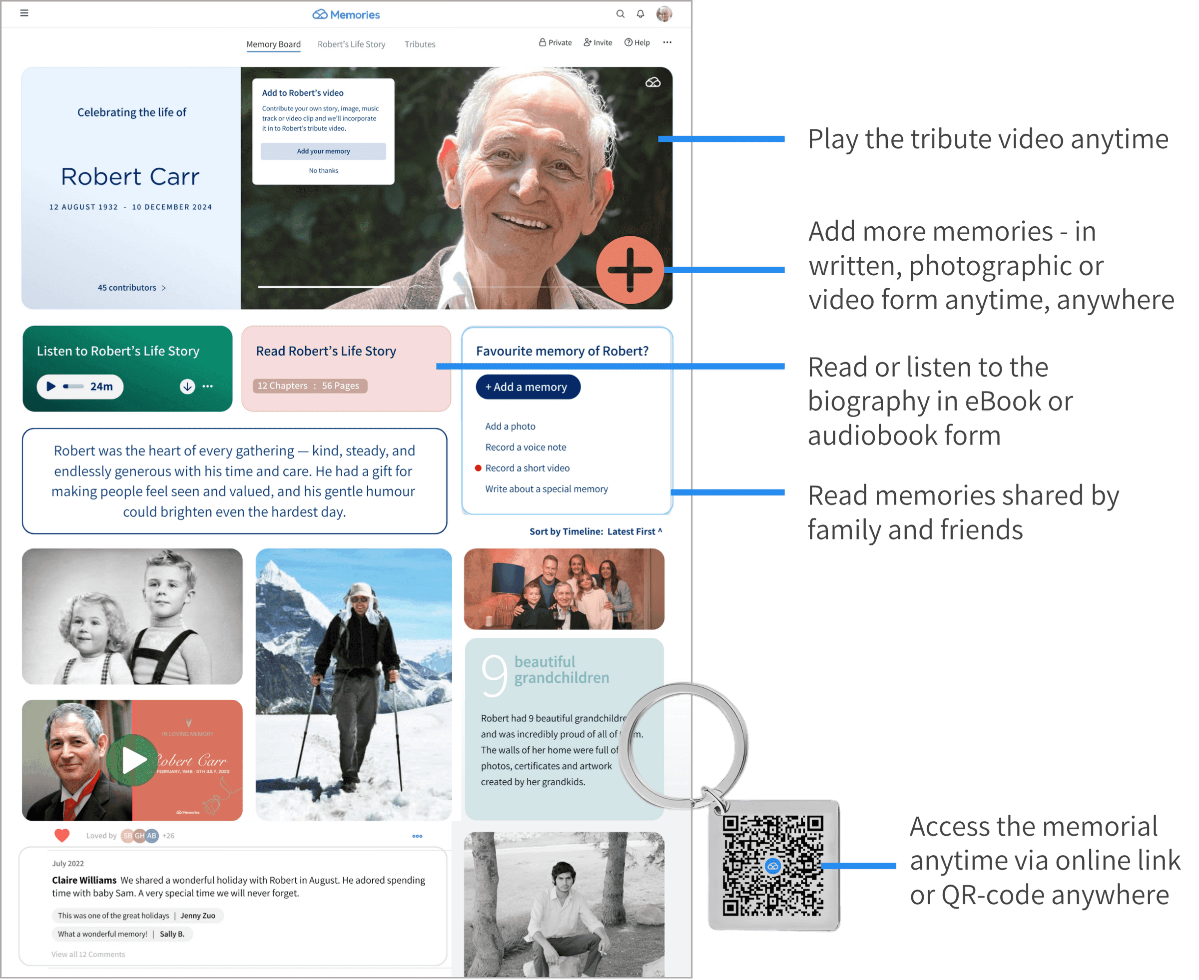 Step 2 - Build memorial with photos, stories, and tributes